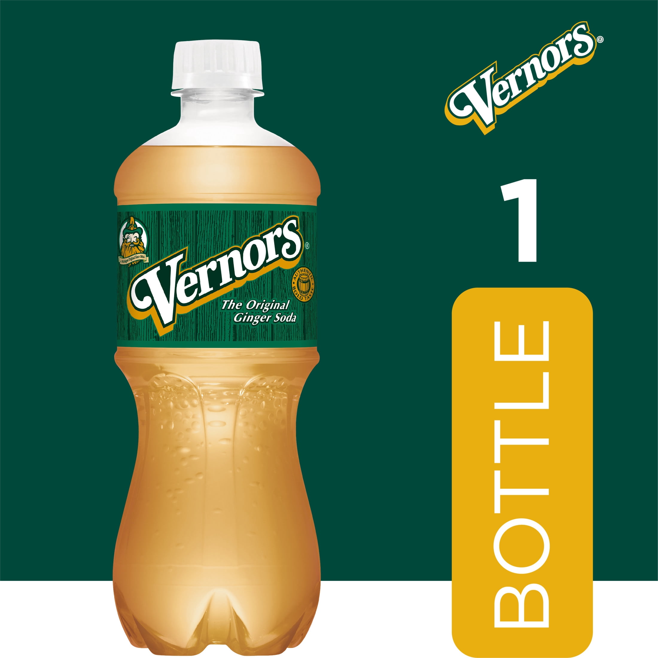 Vernors Caffeine Free Ginger Ale Soda Pop, 20 fl oz, Bottle