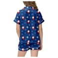 thumbnail image 3 of Xdzjlr Christmas Pajamas Girls Xmas Classic Print Button Down Collar Short Sleeve Tops Shorts Set Nightwear Kids Loungewear Pjs Pink, 3 of 6