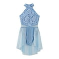 thumbnail image 4 of Kaerm Kids Girls Lace Lyrical Ballet Dance Dress Sleeveless Skirt Leotard Latin Jazz Contemporary Light Blue 12, 4 of 7