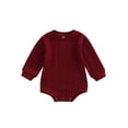 thumbnail image 1 of ZAXARRA Bébé Filles Garçons Pull Romper Couleur Unie Col Rond Manches Longues Combinaisons Automne Hiver Tricoté une Pièce Vêtements, 1 of 7