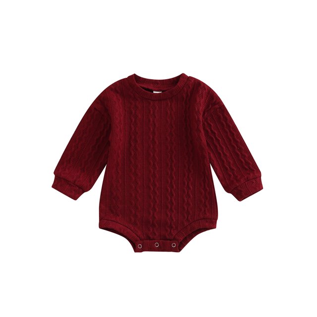 ZAXARRA Bébé Filles Garçons Pull Romper Couleur Unie Col Rond Manches Longues Combinaisons Automne Hiver Tricoté une Pièce Vêtements