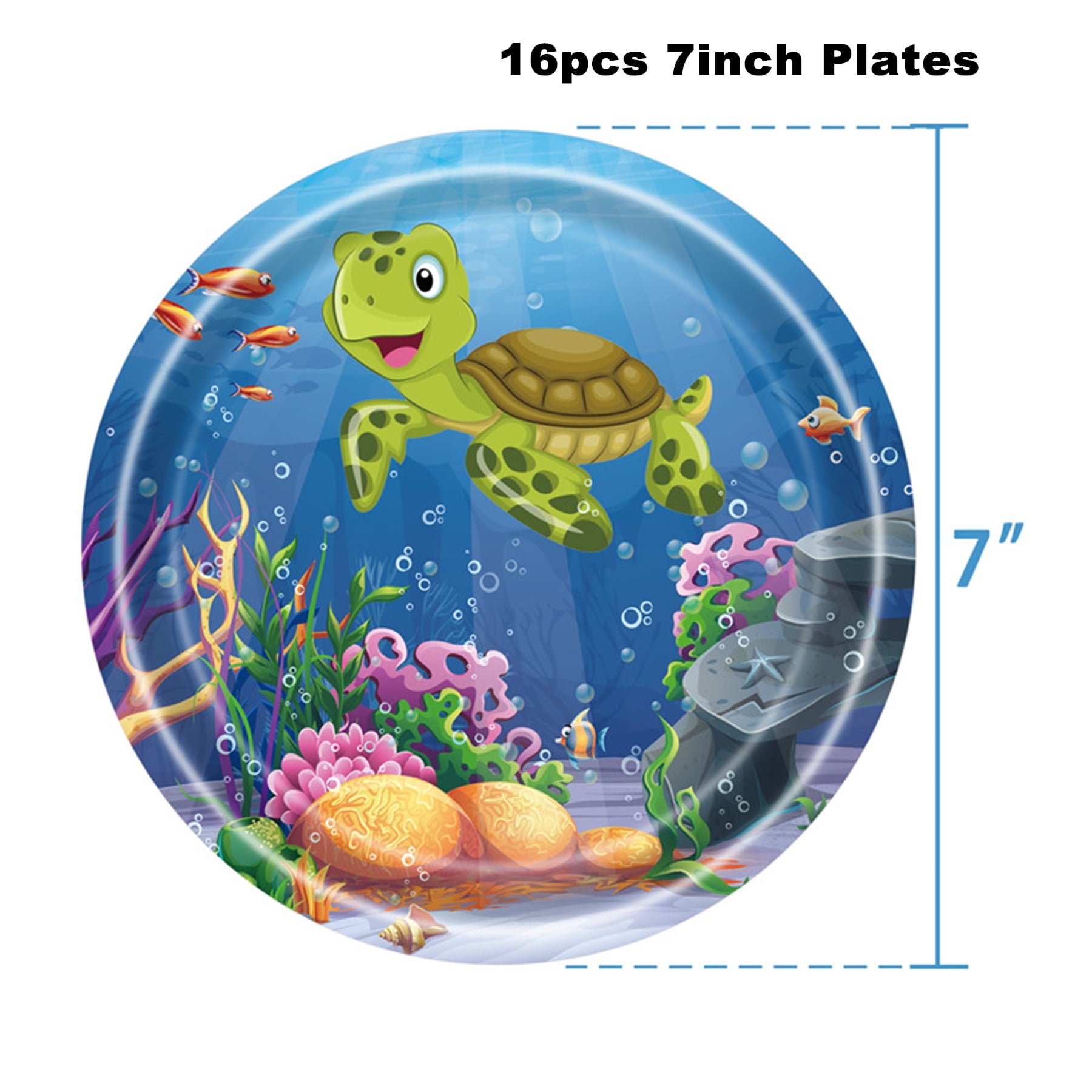 117Pcs Under The Sea Party Decorations, Ocean Birthday Party Plates and Napkins Sea Animal Theme Tableware Set, Underwater Creatures Table Decor Supplies, Serves 16 Guests