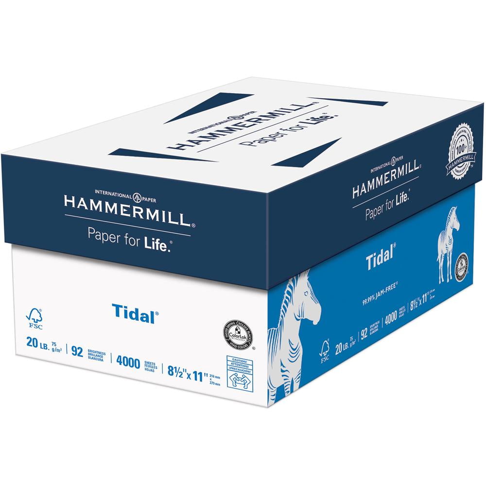 Hammermill Tidal Print Paper, 92 Bright, 20lb, 8.5 x 11, White, 500 Sheets/ Ream, 10 Reams/Carton, HAM162008