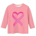 thumbnail image 3 of BRGZLK Breast Cancer Shirts for Kids Trendy Pink Ribbon Pattern Tee Loose Round Neck 3/4 Sleeve Casual Pullover Top Pink 5-6 Years, 3 of 4