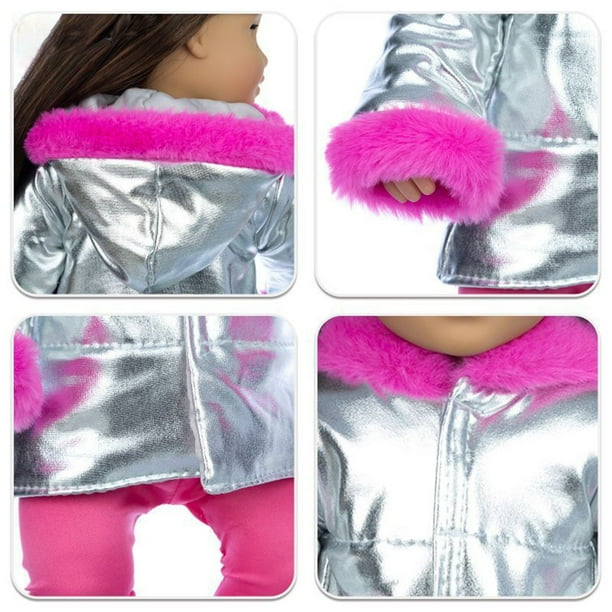 Cyber and Monday Deals Toys For Girls 3 6 Years Clothes For Baby Dolls 43 Cm Coat 18 Inch Girl Doll Down Jacket Doll Trouser Silver