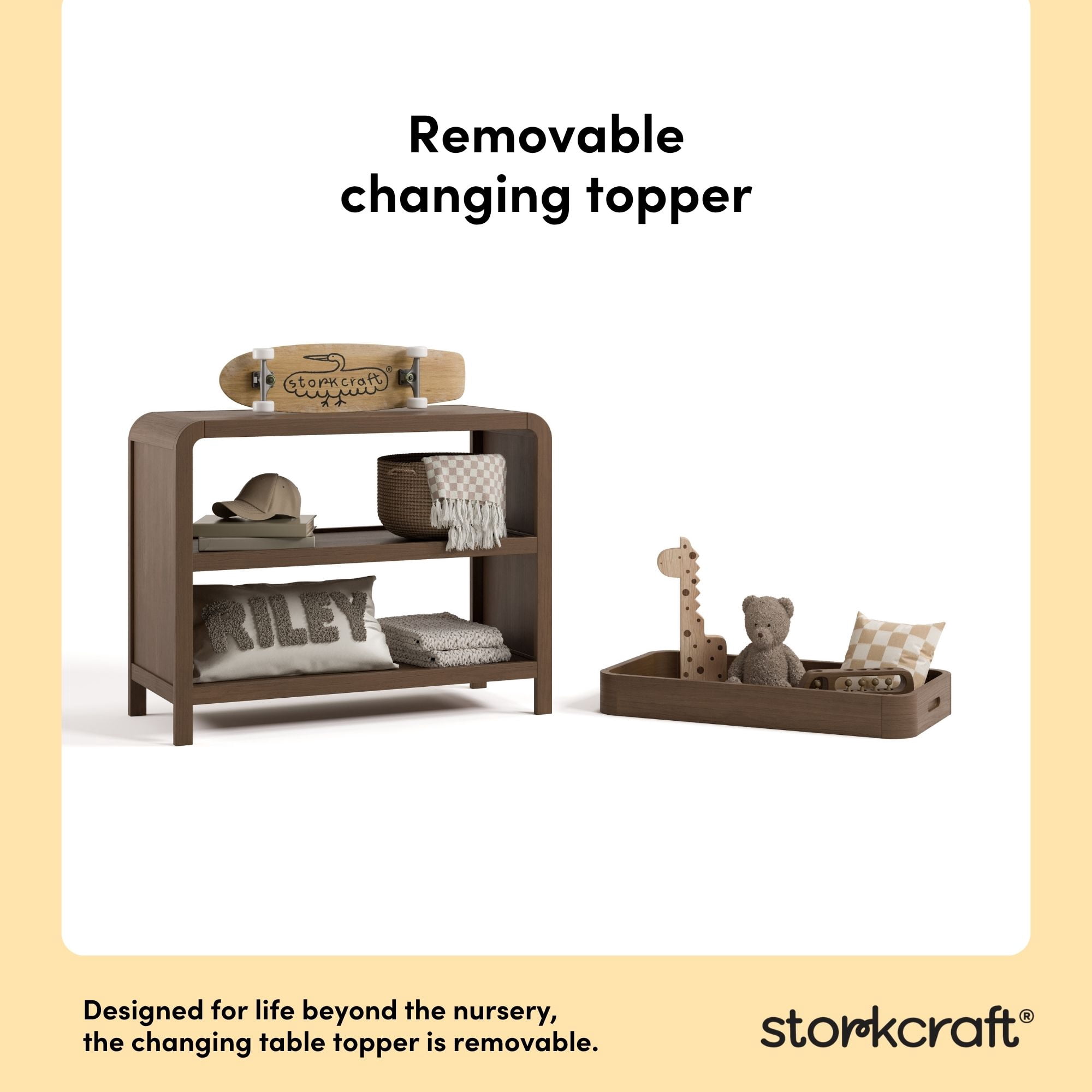 Storkcraft Santos Changing Table with Removable Infant Changing Table Topper, Hazelnut
