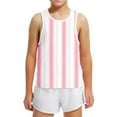 thumbnail image 6 of BRGZLK Toddler Kids Tank Top Boys Girls Summer Fashion Cute Stripe Print Round Neck Vest Soft Comfort Sleeveless inner Camisole Pink 8-9 Years, 6 of 6