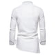 thumbnail image 4 of Camisa retro de manga larga con cuello alto y bloques de color para hombre - Poliéster, transpirable y casual, 4 of 5
