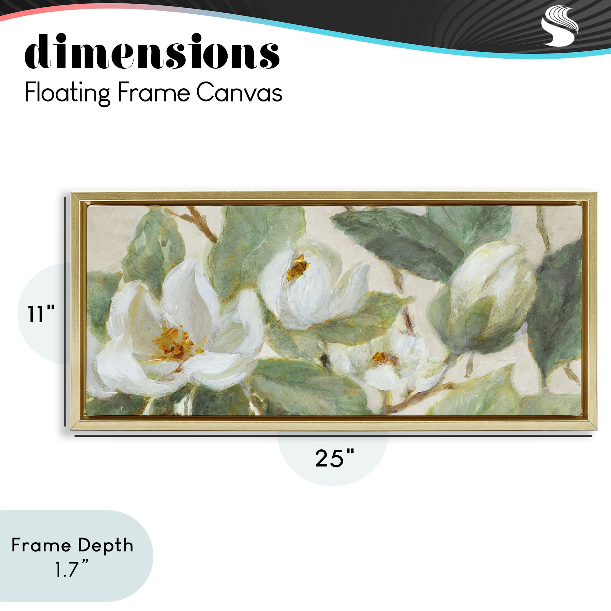 Stupell Industries Delicate Magnolia Dreaming Gold Framed Floater Canvas Wall Art, design by Lanie Loreth