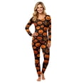 thumbnail image 3 of Halloween Family Pajamas Set Long Sleeve Crew Neck, Soft Matching Halloween Pajamas with Pumpkin Ghost Print, Cute Family Halloween Pajama Set for Party, 3 of 7
