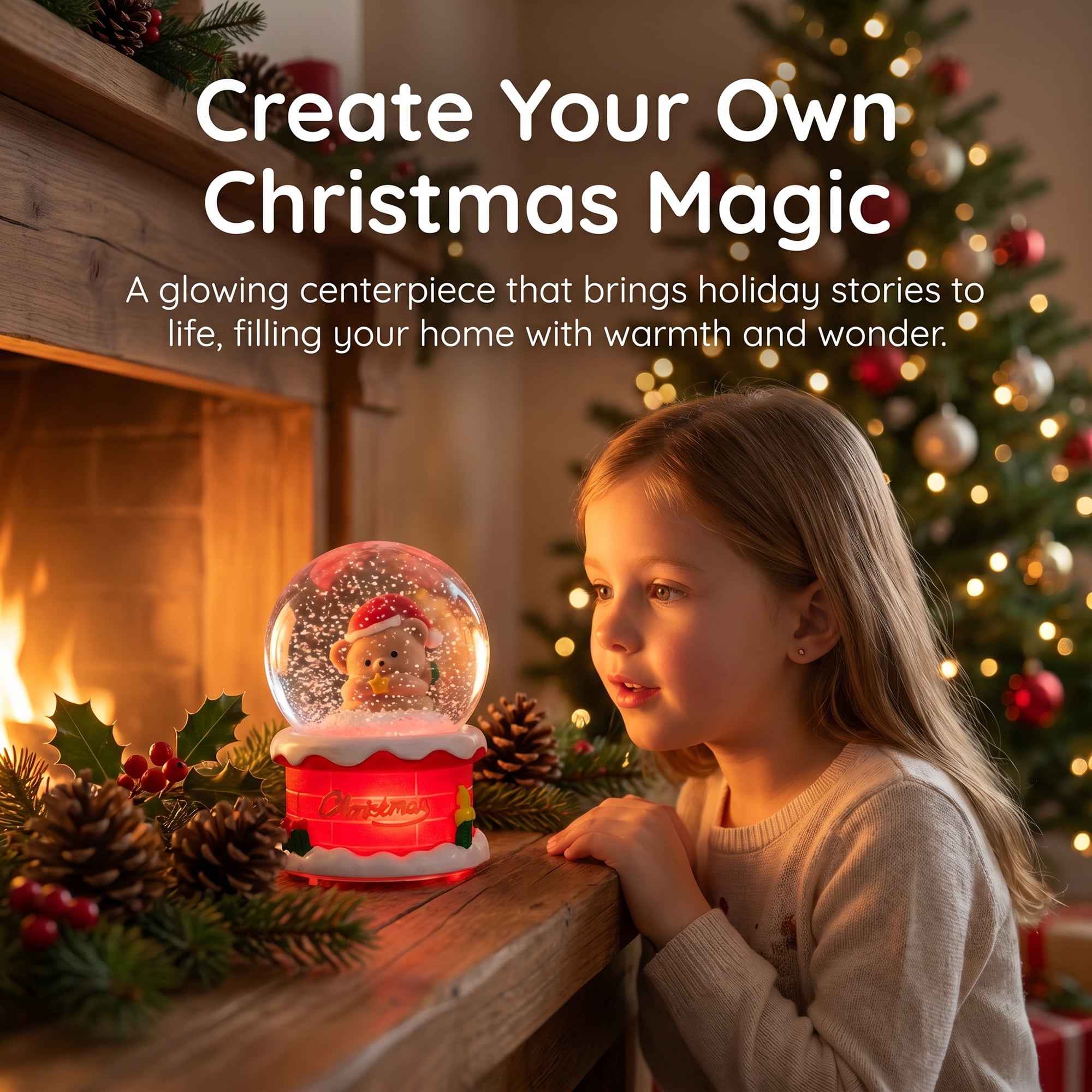 Unique Bargains Crystal Ball Shatterproof LED Glitter Snow Globe Red G 2.6" x 2.6" x 3.7"