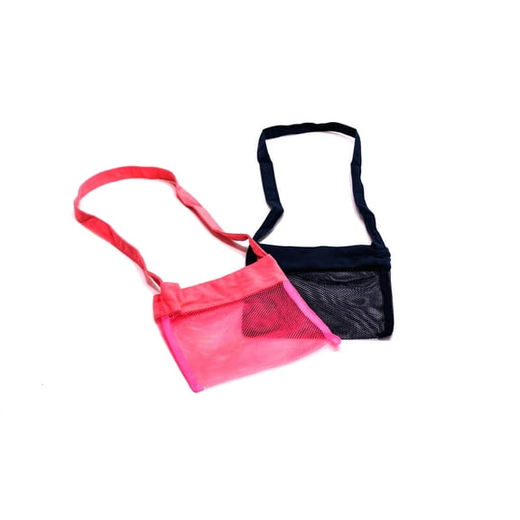 VOS 11.4 x 13.7 inch Breathable Sea Shell Bags Travel Totes Toy Bags for Adults Teens Kids 2 Pack (Navy and Pink)