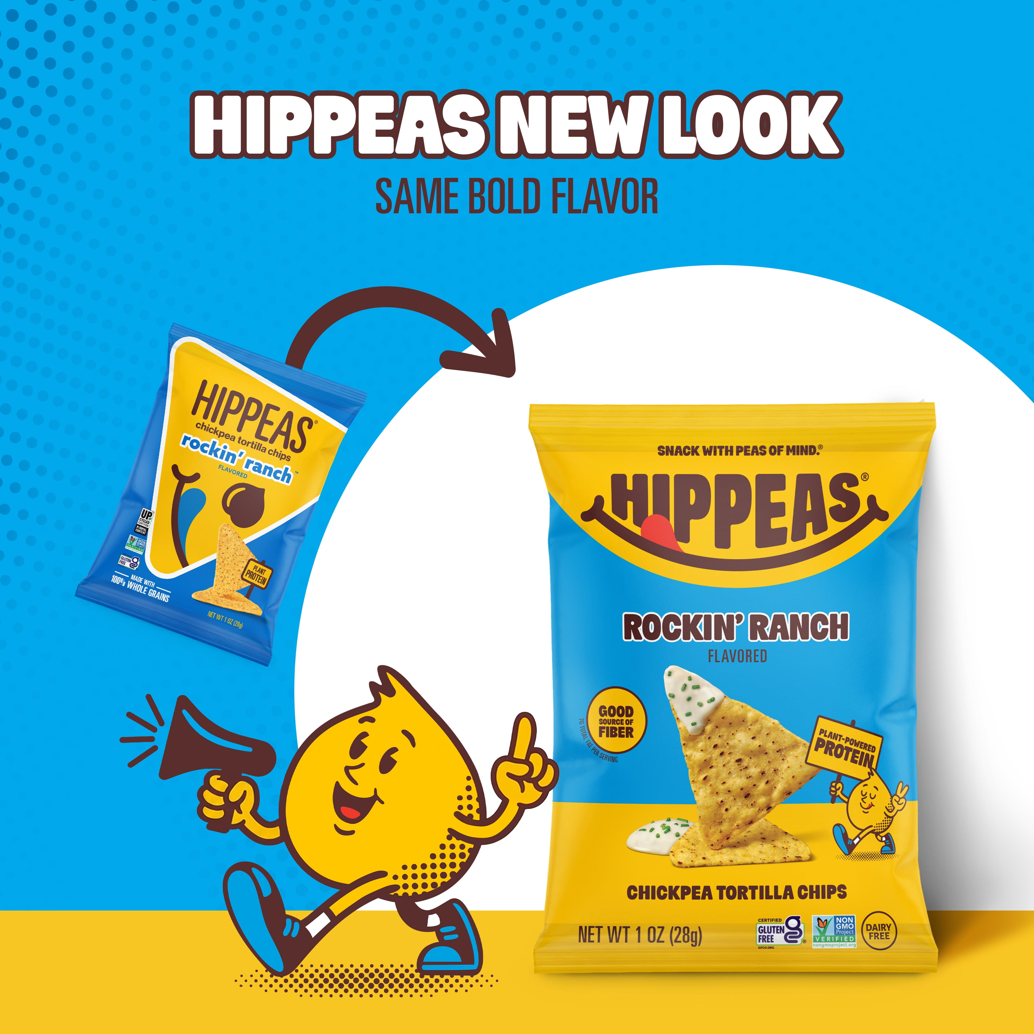 HIPPEAS Chickpea Tortilla Chips, Rockin' Ranch, Gluten Free, 3g Protein, 1 oz, 21 Pack