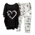 thumbnail image 2 of Kayannuo Womens Pajama Sets Drop Shoulder Short Sleeve Nightshirt Women Casual Fashion Women's Print Crewneck Half Sleeve Pullover Shirt Tops + Pants Trousers Set, 2 of 5