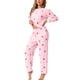 thumbnail image 4 of INSPIRAR CHIC Conjuntos de Pijamas de Flanela Cálida de Mujer con Corazón y Estrella con Pantalones L Rosa Fresa, 4 of 5