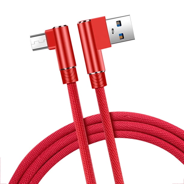 Sidaley Cable de carga rápida Reemplazo del cable de datos de doble codo para la interfaz micro USB del teléfono móvil Android, rojo, 2 m Type3 NO3