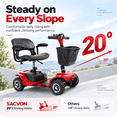 thumbnail image 6 of SACVON 4 Wheel Mobility Scooter for Seniors, Foldable Electric Scooter for Adults, 330 lbs Capacity, 18 Mile Range, 350W Motor, Swivel Seat, Red, 6 of 20