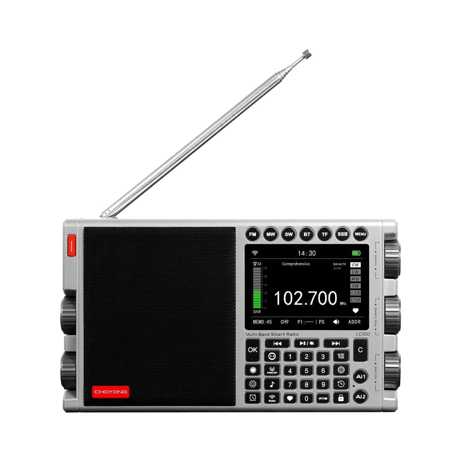 CHOYONG LC100 Multi-Band Smart Internet Radio,WiFi/4G,AM/FM/MW/SW/SSB,TF Card,Bluetooth,Recording Choyoung Radio