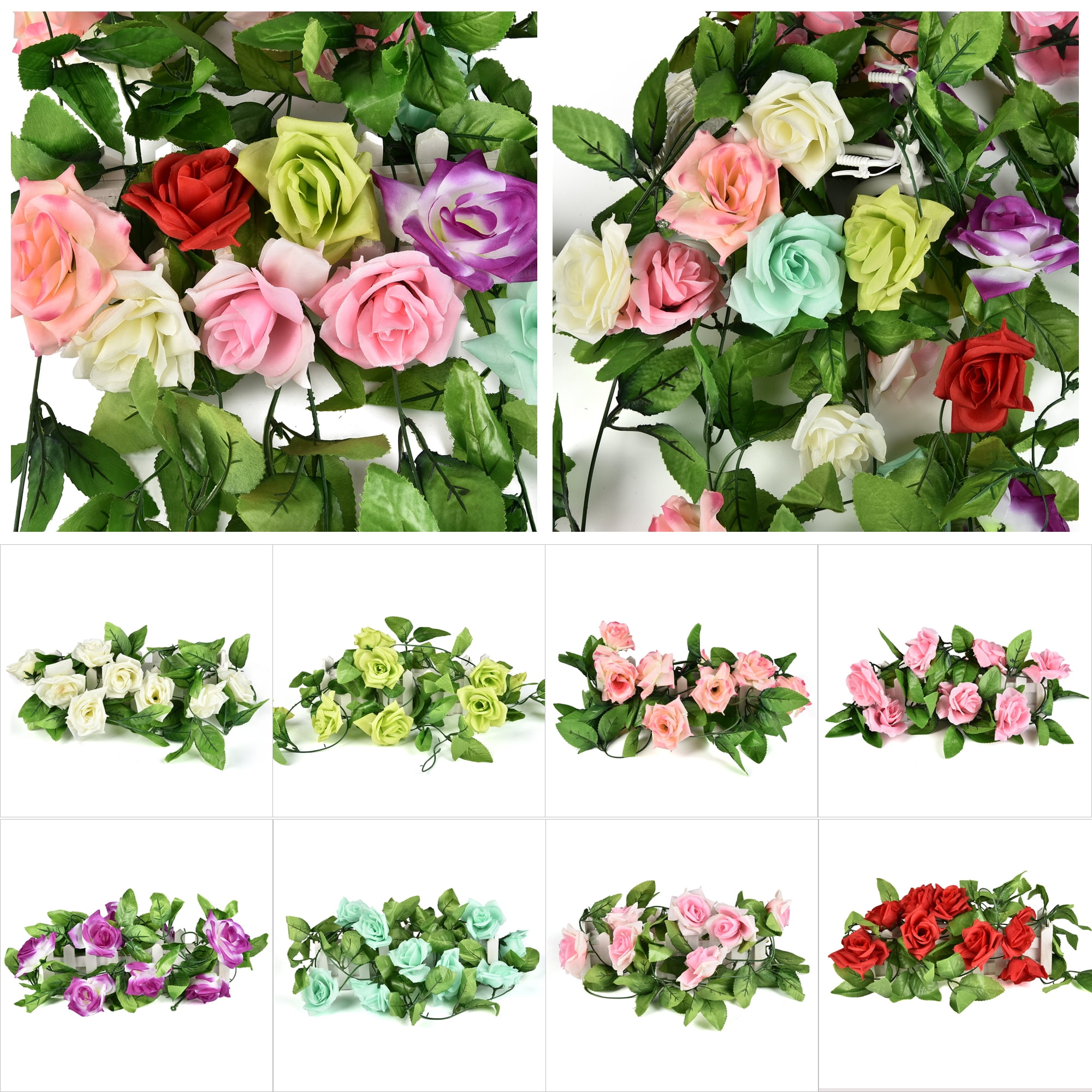 Cuh 2pcs Silk Rose Flower Garland Artificial Vine For Home Wedding Garden Party Decoration Cuh 2pcs Silk Rose Flower Garland Artificial Vine For Home Wedding Garden Party Decoration