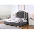 thumbnail image 2 of 63" Bedframe in Gray Velvet w/ Geometric Design and Gold Accents - Queen, 2 of 2