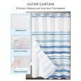thumbnail image 2 of No Hook Shower Curtain with Snap in Liner,Watercolor Blue Gradient Stripe Waterproof Bath Curtain Double Layers with See Through Top Window,Modern Minimalist Line Hotel Shower Curtains 60x72in, 2 of 9