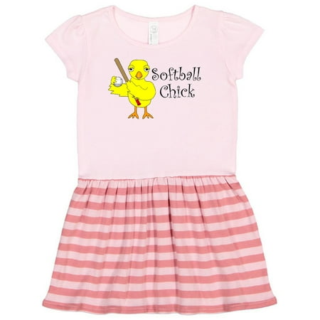 

Inktastic Softball Chick Text Narrow Gift Toddler Girl Dress