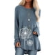 thumbnail image 1 of Top túnica de manga larga para mujer, blusa con estampado Floral de diente de león, camisetas casuales, camisetas, 1 of 4
