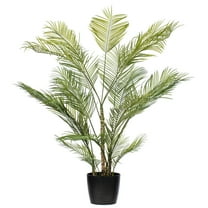 Vickerman 70.5" Green Areca Palm Plant. This is an artificial plant in a black plastic pot.