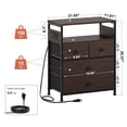 thumbnail image 5 of GUNAITO Led Nightstand Set of 2 with 4 Drawers Bedside Table with Charging Station Wide End Table with Storage Shelf for Living Room,Brown, 5 of 8