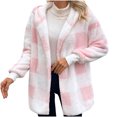 thumbnail image 1 of Winter Coats Women, Oversized Plaid Faux Shearling Jacket, 1 of 5