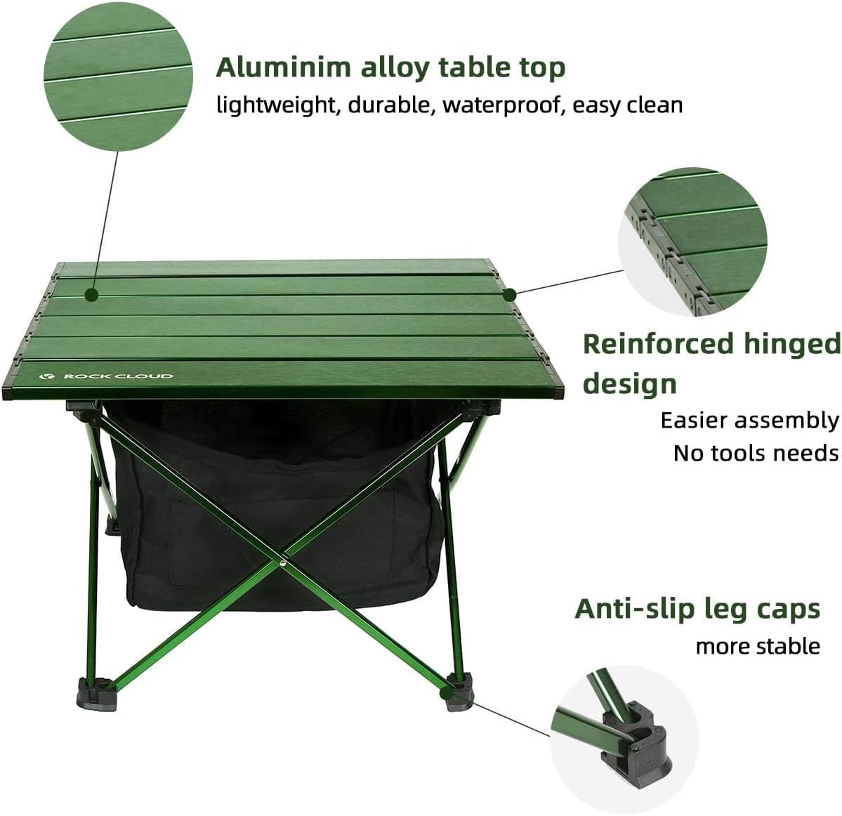 Ultralight Folding Camping Table, Aerospace Aluminum Backpacking Table with Detachable 600D Poly Storage Bag, Upgraded Nylon Hinges Supports 60 LBS for Hiking Fishing Picnic Beach