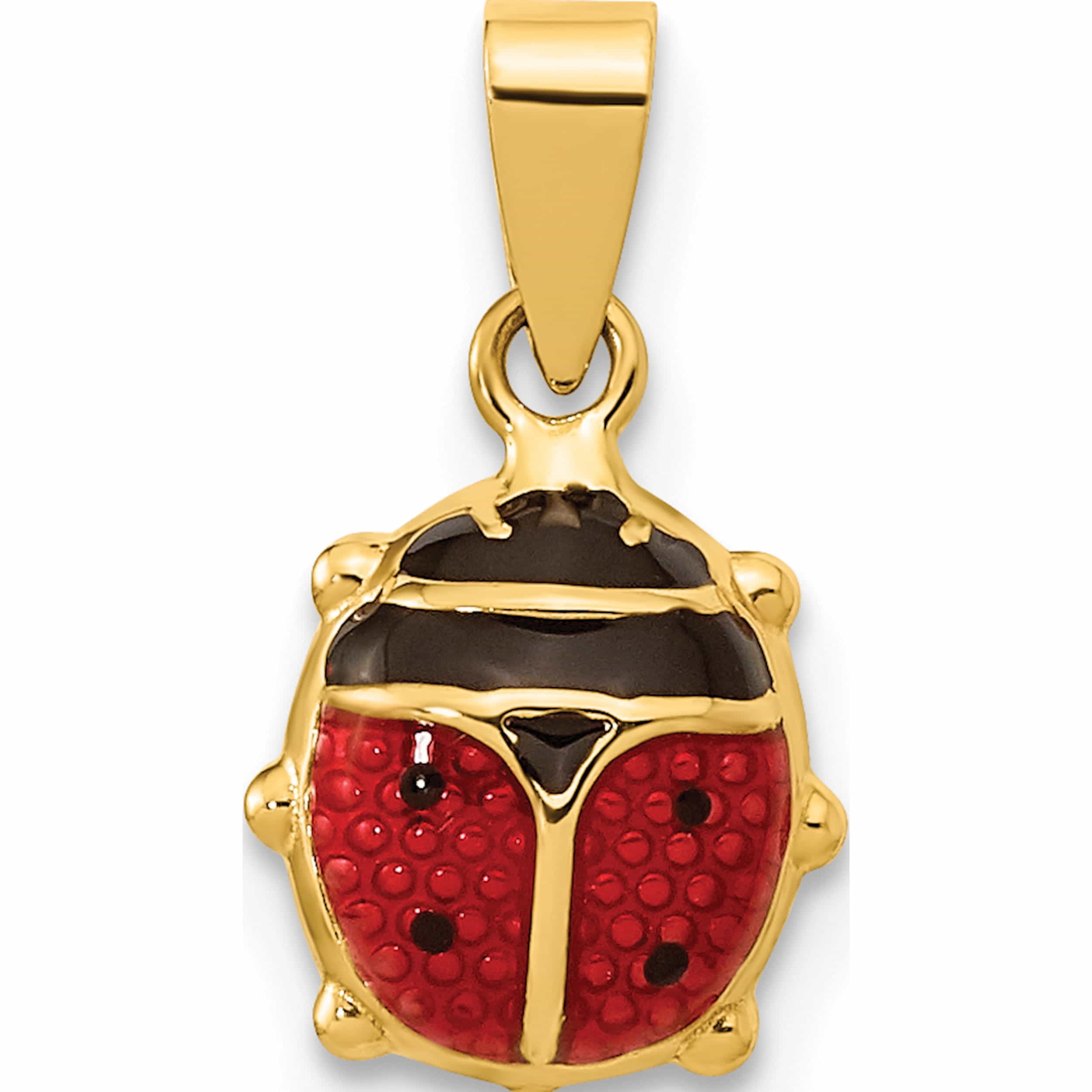 Jewel Connection Shimmering Horseshoe Red and Black Enamel Ladybug Pendant Necklace with 18 Chain in 14K Yellow Gold for Women and Girls Jewel Connection Shimmering Horseshoe Red and Black Enamel Ladybug Pendant Necklace with 18 Chain in 14K Yellow Gold for Women and Girls