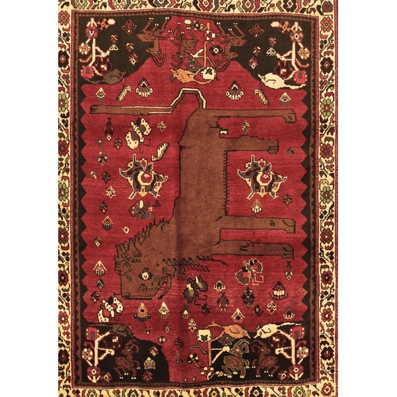 Ahgly Company Indoor Rectangle Animal Brown Traditional Area Rugs, 3' x 5'