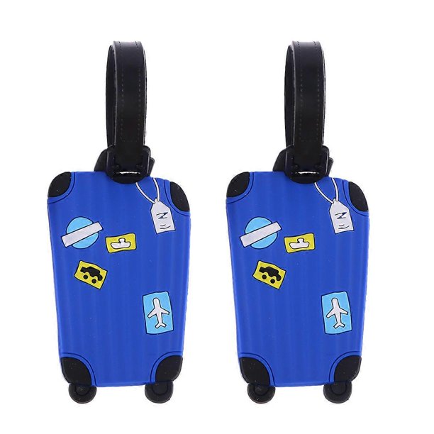 2pcs Travel Accessories PVC Polyethylene Luggage Tags Suitcase ID Address Label Baggage Travel Tag(Blue)
