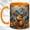 Orange, variant on Mountain Deer Coffee Mug, Scenic Nature Mug, Ceramic 11 oz