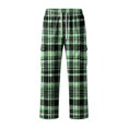 thumbnail image 4 of GrmtClth Mens Plaid Cargo Sweatpants Elastic Drawstring Waist Baggy Wide Leg Multi Pocket Casual Trousers Light Green L, 4 of 5