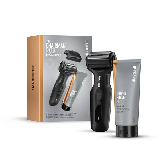 MANSCAPED® The Chairman Plus Precision Pack, Electric Foil Face Shaver and SkinSafe Precision Trimmer with Power Shave Gel