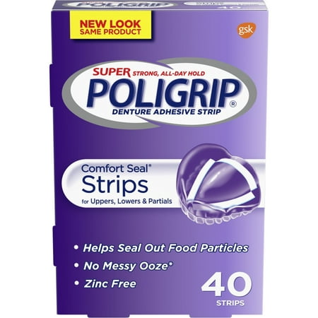 Super Poligrip Comfort Seal Denture Adhesive Strips, 40 (Best Denture Adhesive 2019)