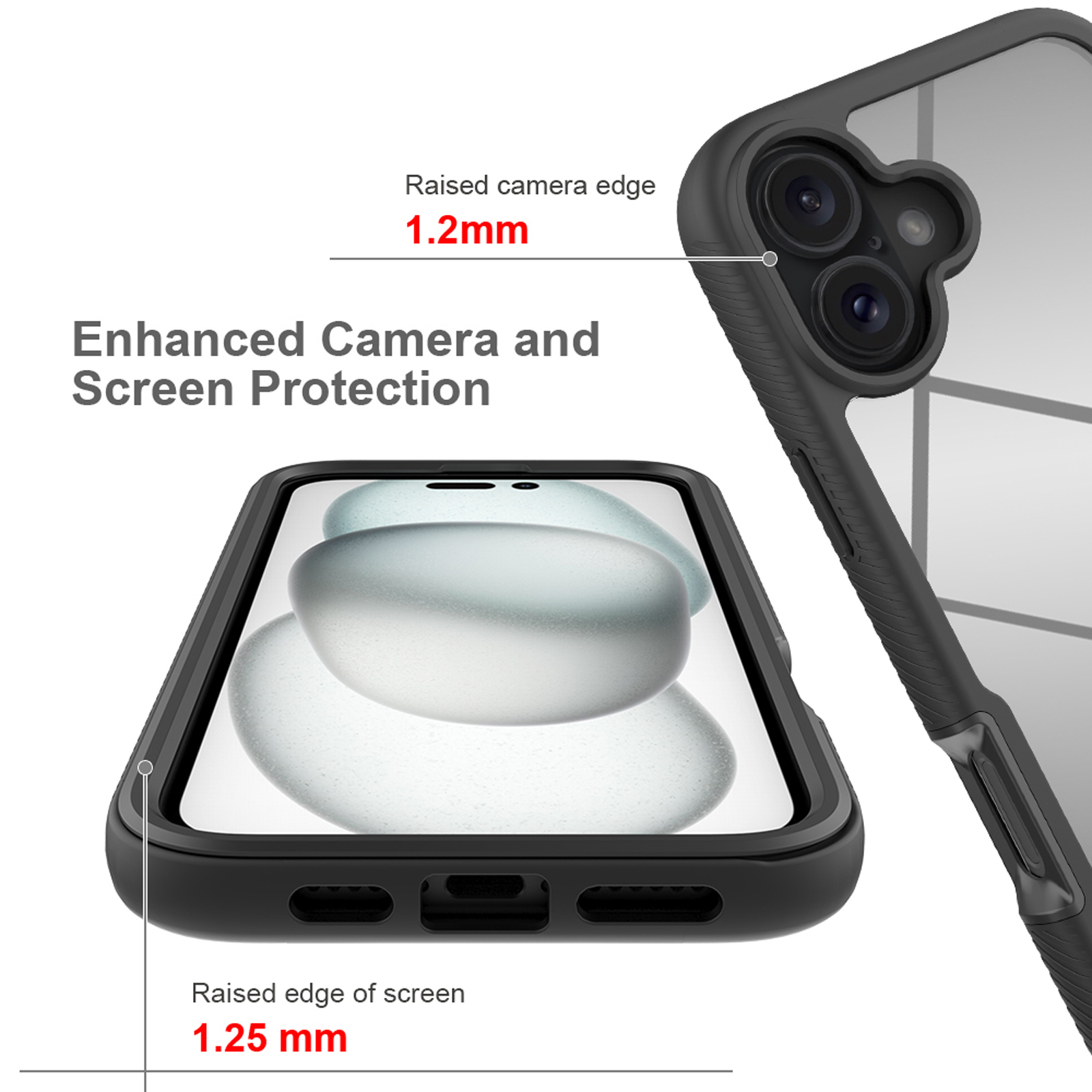 Dual Layer Shockproof Case For IPhone 16 Plus 6.7in With Tempered Glass – Heavy Duty Rugged