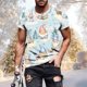 thumbnail image 1 of Tops para hombre, blusas y camisas de manga corta con cuello redondo para hombre, jersey informal con cuello redondo estampado para hombre, pantalones cortos deportivos para fitness, blusa de poliéste, 1 of 5