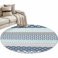 thumbnail image 2 of Boho Blue Aqua Round Area Rug 4 FT, Non Slip Indoor Outdoor Rug, Geometric Stripes Tribal Bohemia Retro Washable Soft Circular Carpet Non-Shedding Floor Mat for Coffee Table Nursery Foyer Balcony, 2 of 8