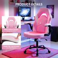 thumbnail image 4 of QRKD Ergonomic Gaming Chair with Adjustable PU Leather Seat, Flip-Up Armrests, and Swivel Design, Perfect for Home Office, Gaming, or Entertainment – Ideal for Adults, Kids, and Gamers, Pink/White, 4 of 7