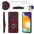 thumbnail image 2 of Fit for Samsung Galaxy A52 5G/4G Case Card Pocket 360° Rotatable Ring Holder Kickstand, Shockproof Drop Resistant PU Leather Soft TPU Back Protective Phone Case For Samsung Galaxy A52 5G/4G, Winered, 2 of 8