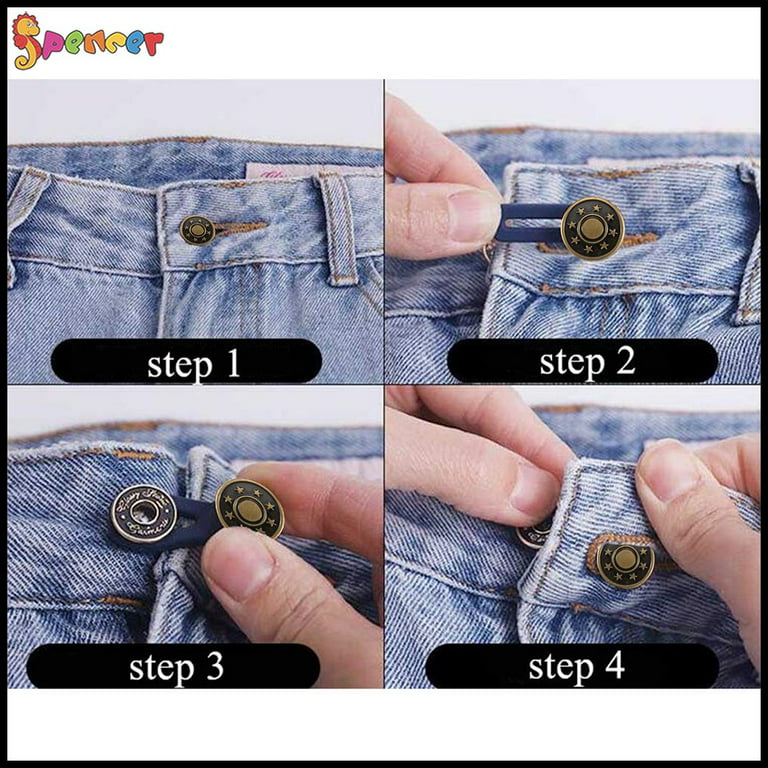 Metal Button Extender for Pants Jeans Free Sewing Buttons Adjustable  Retractable Pants Waist Extenders Button Waistband