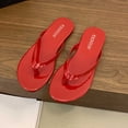 thumbnail image 5 of Qicasul Women' Flip Flops solid color Flat Flip Flop Sandals for Women Beach Rubber Shower Shoes Basic Thong Sandals Casual Summer Wear Red US Size:5.5, 5 of 7