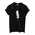 thumbnail image 2 of AOOCHASLIY Womens Tee Clearance Short Sleeve T-Shirt Feather Print Casual Top Tee Blouse, 2 of 4