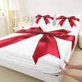 thumbnail image 3 of Feelyou Red Bowknot Ribbon Bed Sheets, Cartoon Princess Style King Sheets, 4pcs, 3 of 7