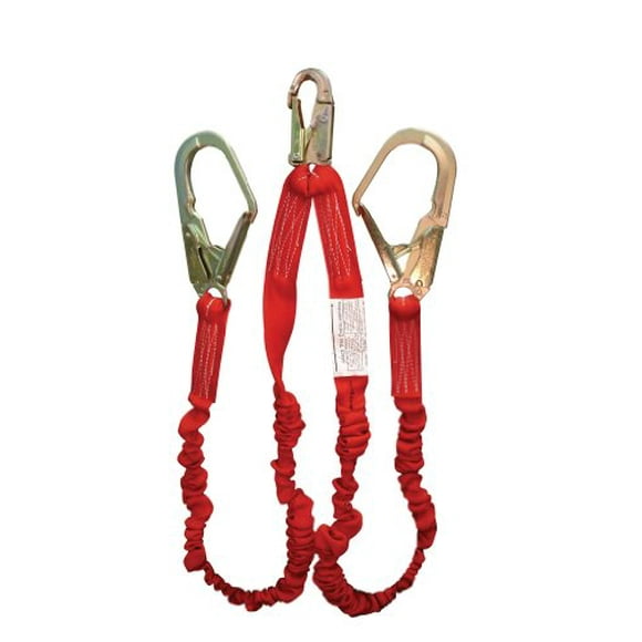 Elk River 35478 Flex-NoPac Energy-Absorbing 2 Leg Polyester Web Lanyard with Zsnaphook and Zrebarhook, 3600 lbs Gate, 6' Length x 1-1/2" Width