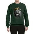 thumbnail image 2 of Wild Bobby, King Lion with Gold Crown Art, Animal Lover, Unisex Crewneck Graphic Sweatshirt, Forest Green, 3X-Large, 2 of 4