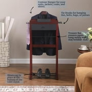 Proman Products Winston Wooden Clothes Valet Stand Organizer (Mahogany)